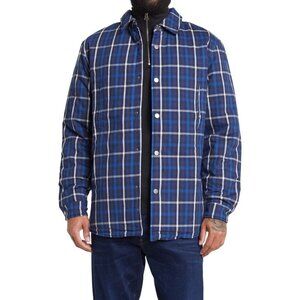 Slate & Stone Mens Blue Plaid Quilted Lightweight Snap Shirt Jacket Sz M New